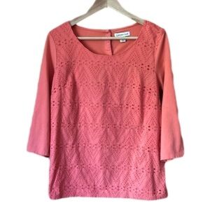 Coldwater Creek eyelet front button back top size M